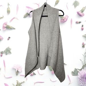 Caslon Women's Wool Blend Gray Chunky Knit Open Front Cardigan Sweater One Size